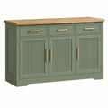 Aparador 150 x 45 x 90 cm de madera verde con encimera de roble y almacenamiento