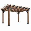 Pérgola 300 x 300 x 230 cm de madera marrón para jardín con estructura abierta