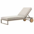 Tumbona de exterior 200 x 70 cm de aluminio beige con ruedas y respaldo reclinable