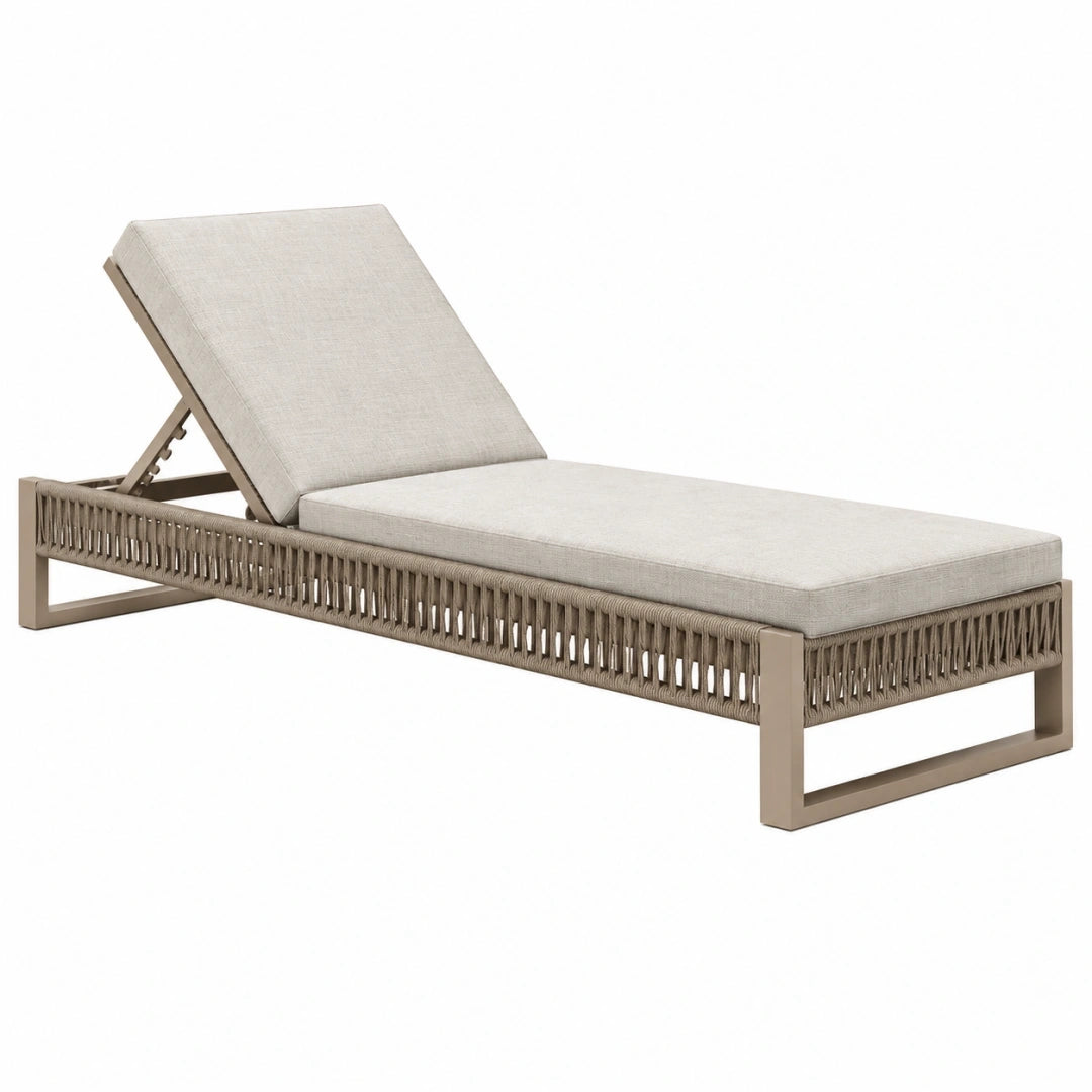 Tumbona reclinable 200 x 70 cm de metal y cuerda beige para exterior
