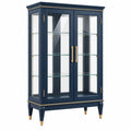 Vitrina 100 x 40 x 180 cm de madera y vidrio azul marino dorado con 2 puertas para exposición