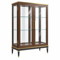 Vitrina 100 x 40 x 180 cm de madera y vidrio marrón con puertas estilo clásico