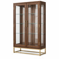 Vitrina 100 x 45 x 180 cm de madera marrón y vidrio con puertas - estilo contemporáneo
