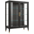 Vitrina 100 x 40 x 160 cm de madera y vidrio negro para salón estilo contemporáneo