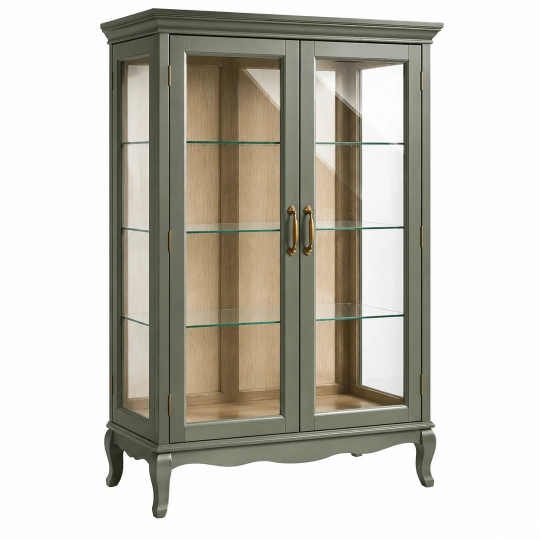 Vitrina 90 x 40 x 180 cm de madera y vidrio gris para salón